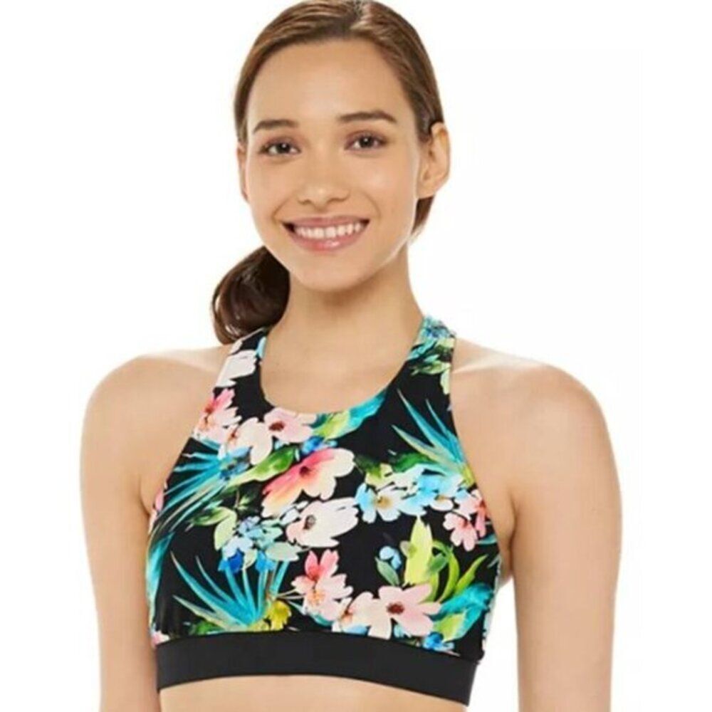 NEW Women's Print High-Neck Bust Minimizer Floral Bikini Top